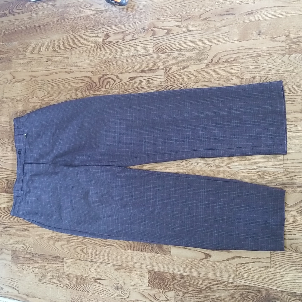 (10) TanJay Plaid Dressy Straight Leg Trousers Business Office Workwear Formal